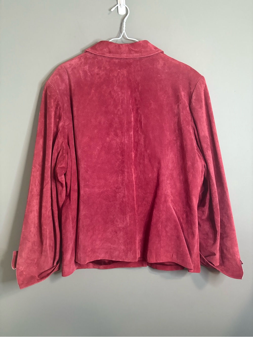 Guillaume Genuine Leather Jacket Red Suede Button Front Oversized Fit - Picture 7 of 8